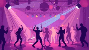 Silhouette of man dancing at party disco