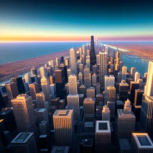 Urban Heights: Captivating City Skyline at Sunset