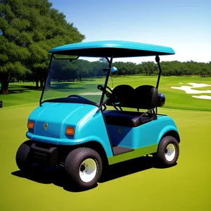 Golf Cart on Green Grass Course