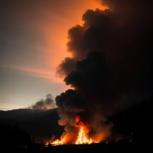 Flaming Mountain Inferno: A Fiery Volcanic Blaze.