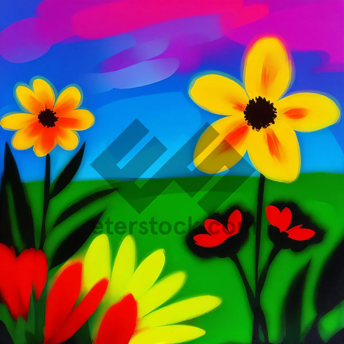 Picture of Vibrant Spring Floral Garden with Colorful Blooms