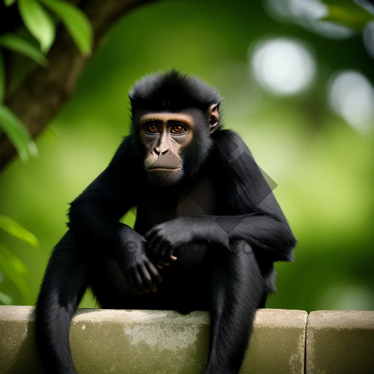 Picture of Primate family portrait in the jungle sanctuary.