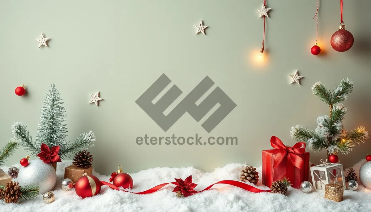 Picture of Christmas Winter Holiday Decoration with Deer and Holly