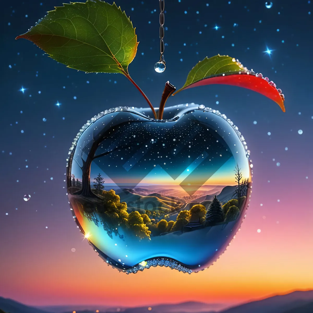 Picture of Snowy Starry Night Winter Holiday Design