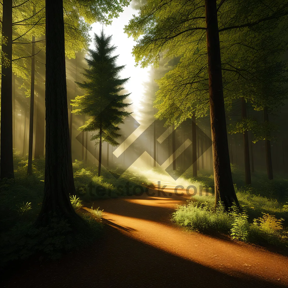 Picture of Sunset Glow illuminates serene Forest Landscape