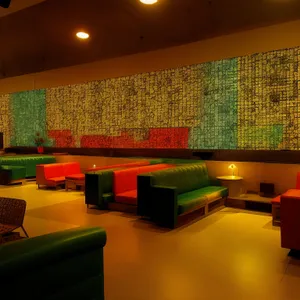 Modern Classroom: Stylish Furniture and Vibrant Lighting