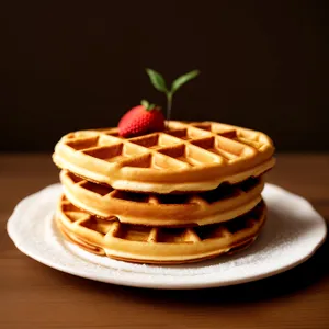 Delicious Breakfast Cake with Coffee and Strawberries