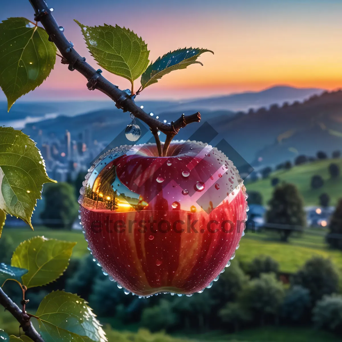 Picture of Fresh and Juicy Red Delicious Apple Harvested Organically