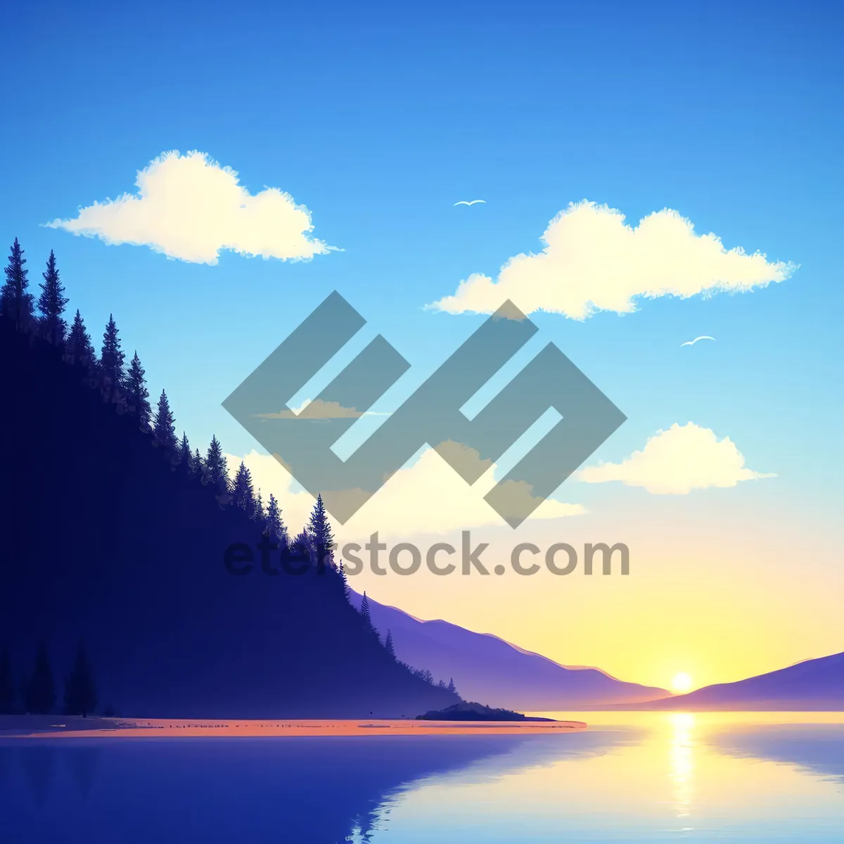 Picture of Vibrant Sky with Fluffy Clouds and Sunlight