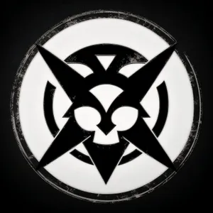 Black Round Hazard Button - Symbolic Graphic Icon