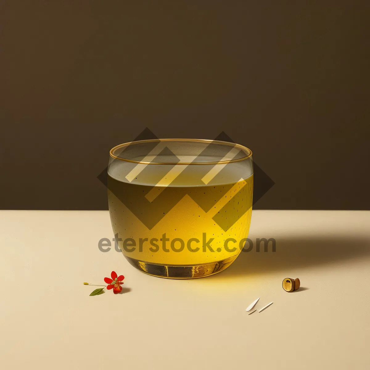 Picture of Yellow Herbal Tea in Transparent Glass Mug