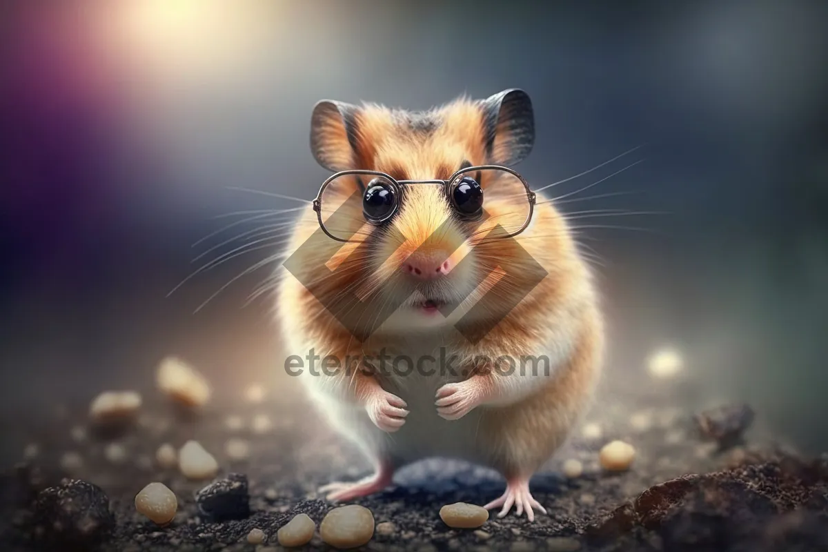 Picture of Cute baby hamster with fluffy fur and whiskers.