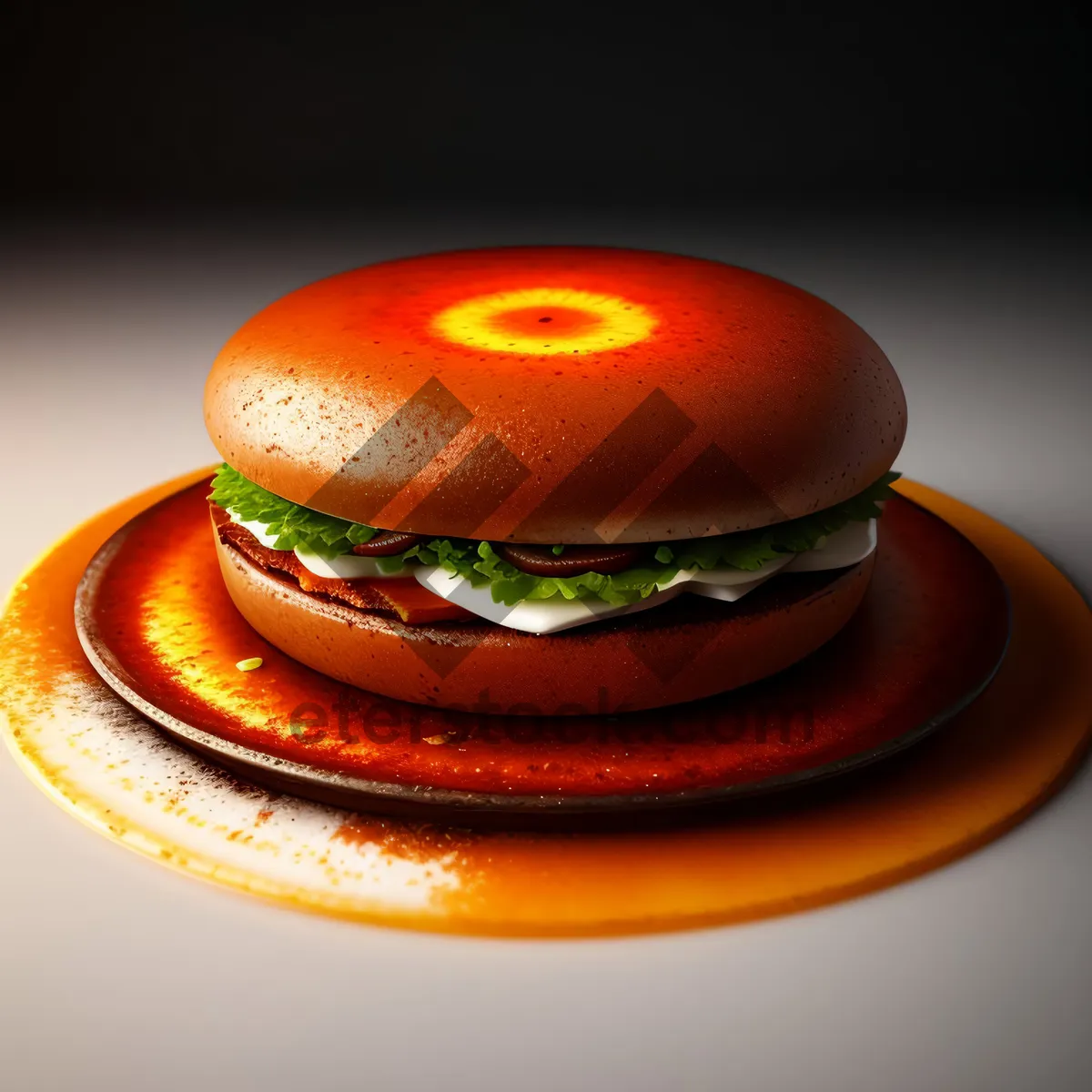 Picture of Delicious Gourmet Veggie Hamburger on Sesame Bun