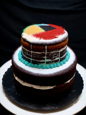 Sugar Chocolate Cake on Plate with Sombrero Hat