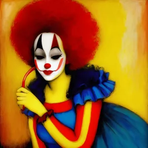 Comedic Clown Portrait with Colorful Makeup and Costume