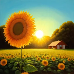 Bright Sunflower Blooming in Vibrant Summer Field