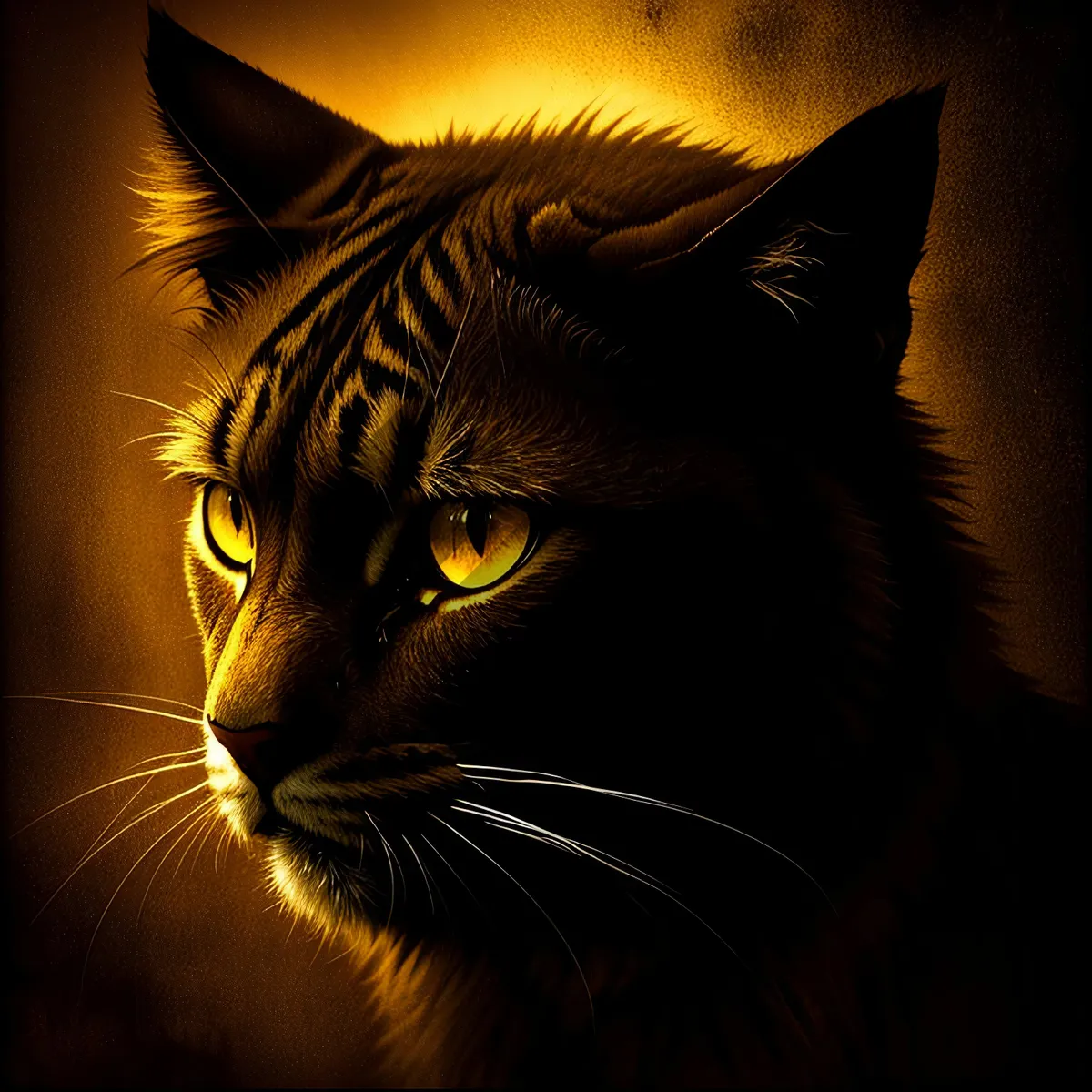 Picture of Adorable Tabby Kitty with Fiery Eyes