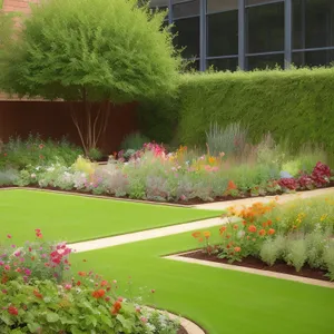 Scenic Summer Sport Park with Tree-Lined Landscape