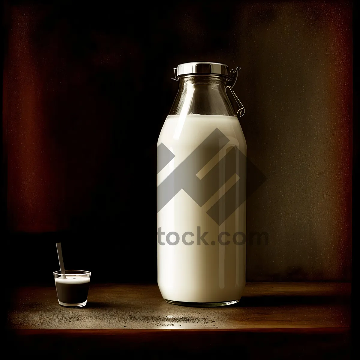 Picture of Refreshing Dairy Beverage in Glass Medicine Jug