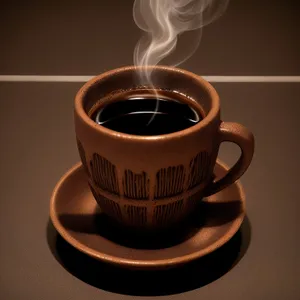 Hot Espresso in a Ceramic Mug on Saucer