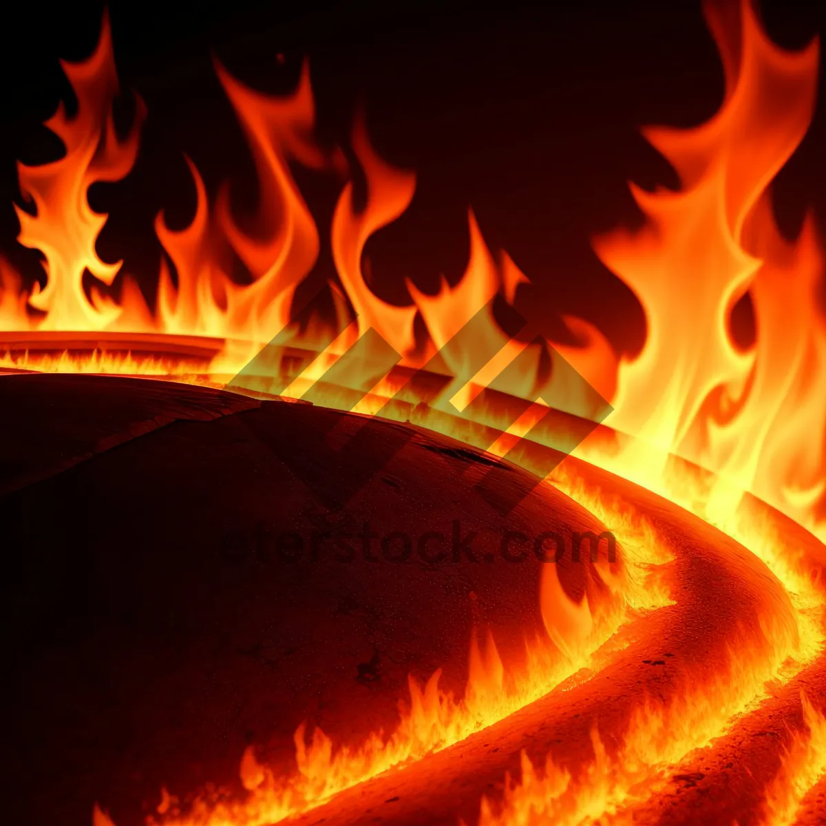 Picture of Fiery Burning Bonfire in Warm Orange Flames