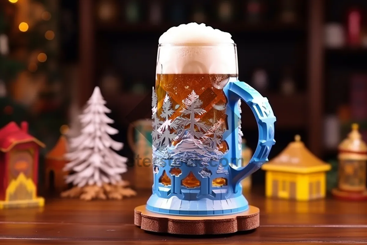 Picture of Bar beer mug with foam and saltshaker