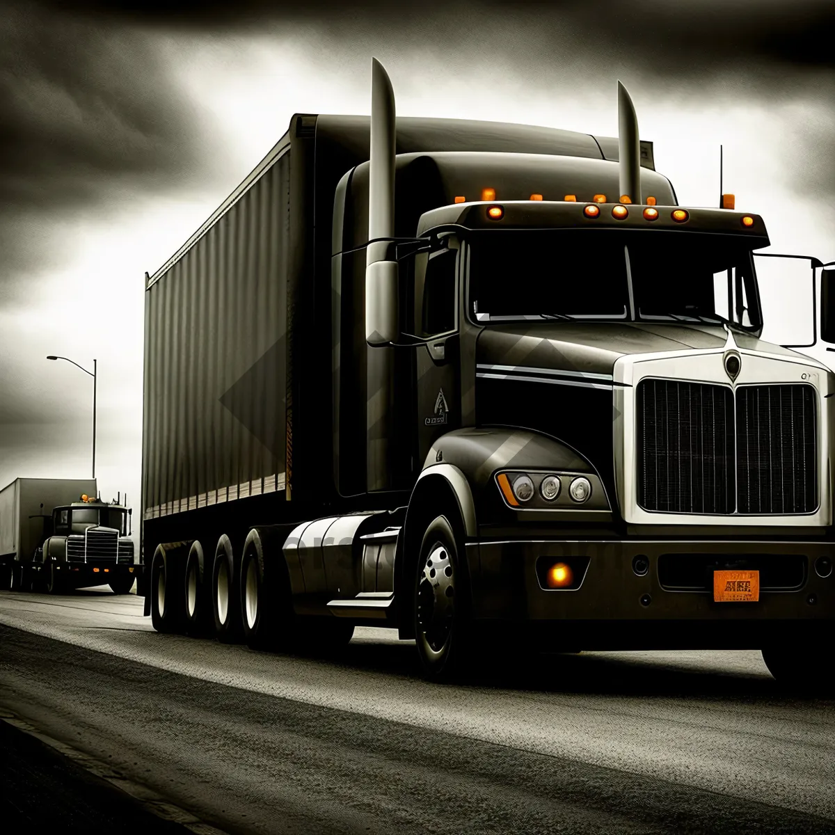 Picture of Fast Freight Hauler on Busy Highway