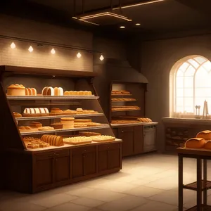 Modern Wood-Finished Bakery Interior with Stylish Furniture