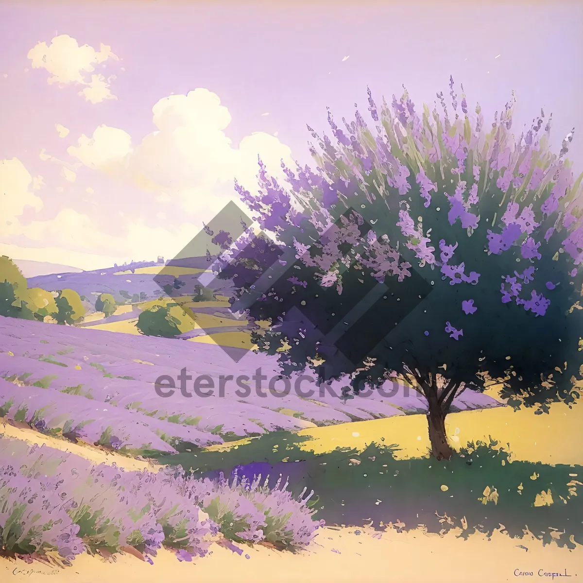 Picture of Lavender Heath in Colorful Spring Meadow