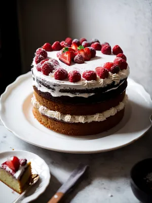 Delicious Gourmet Raspberry Trifle with Berries and Cream