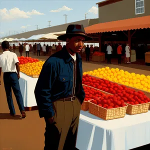 Happy Man at the Fruit Stall