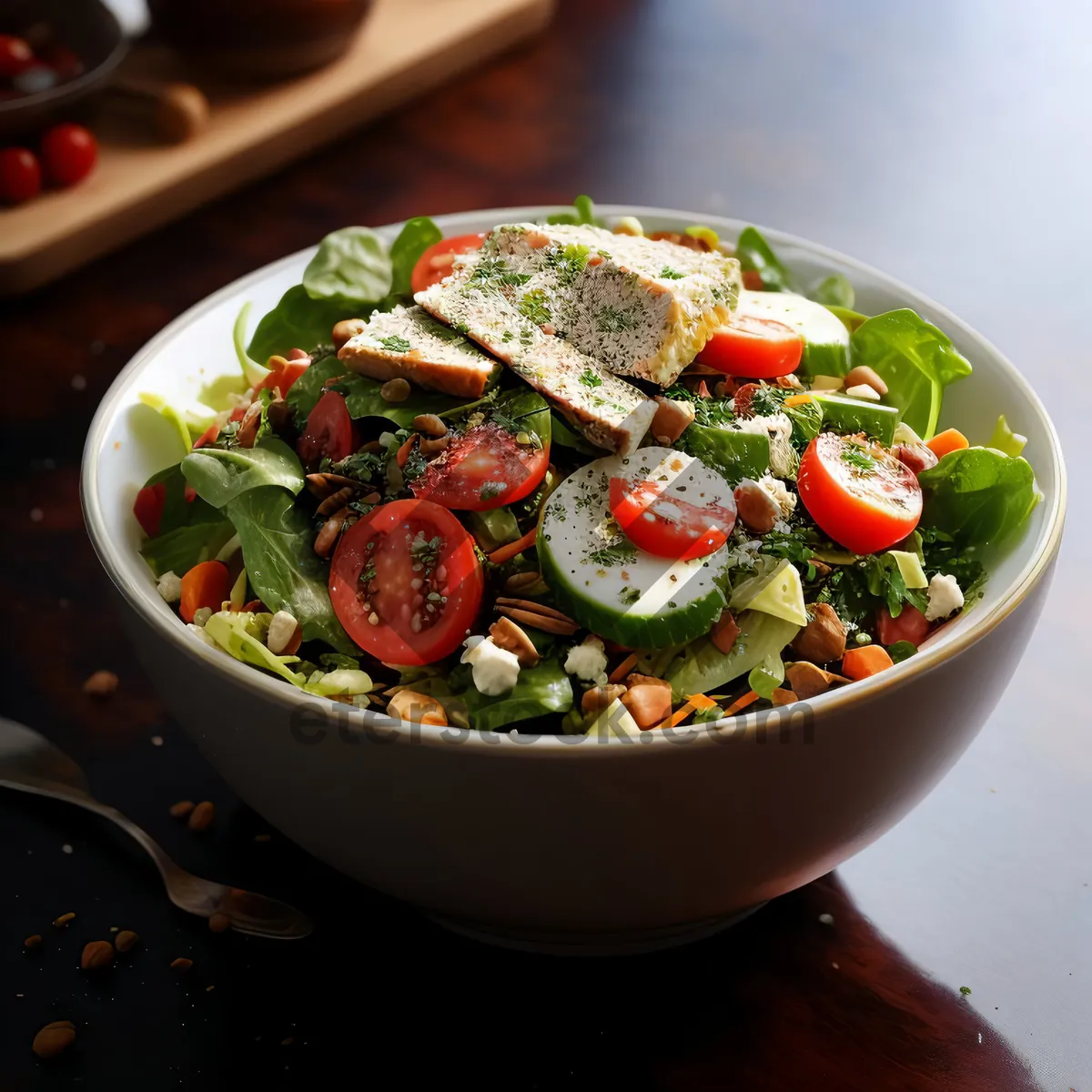 Picture of Gourmet vegetable salad with cheese and tomatoes