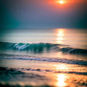 Sunset Beach Bliss: Tropical Sea Reflections at Dusk