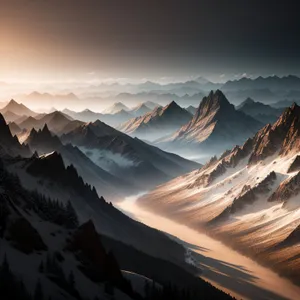 Snow-capped Majestic Alpine Mountain Range