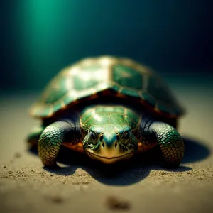 Serene Shell: Captivating Close-Up of a Majestic Tortoise