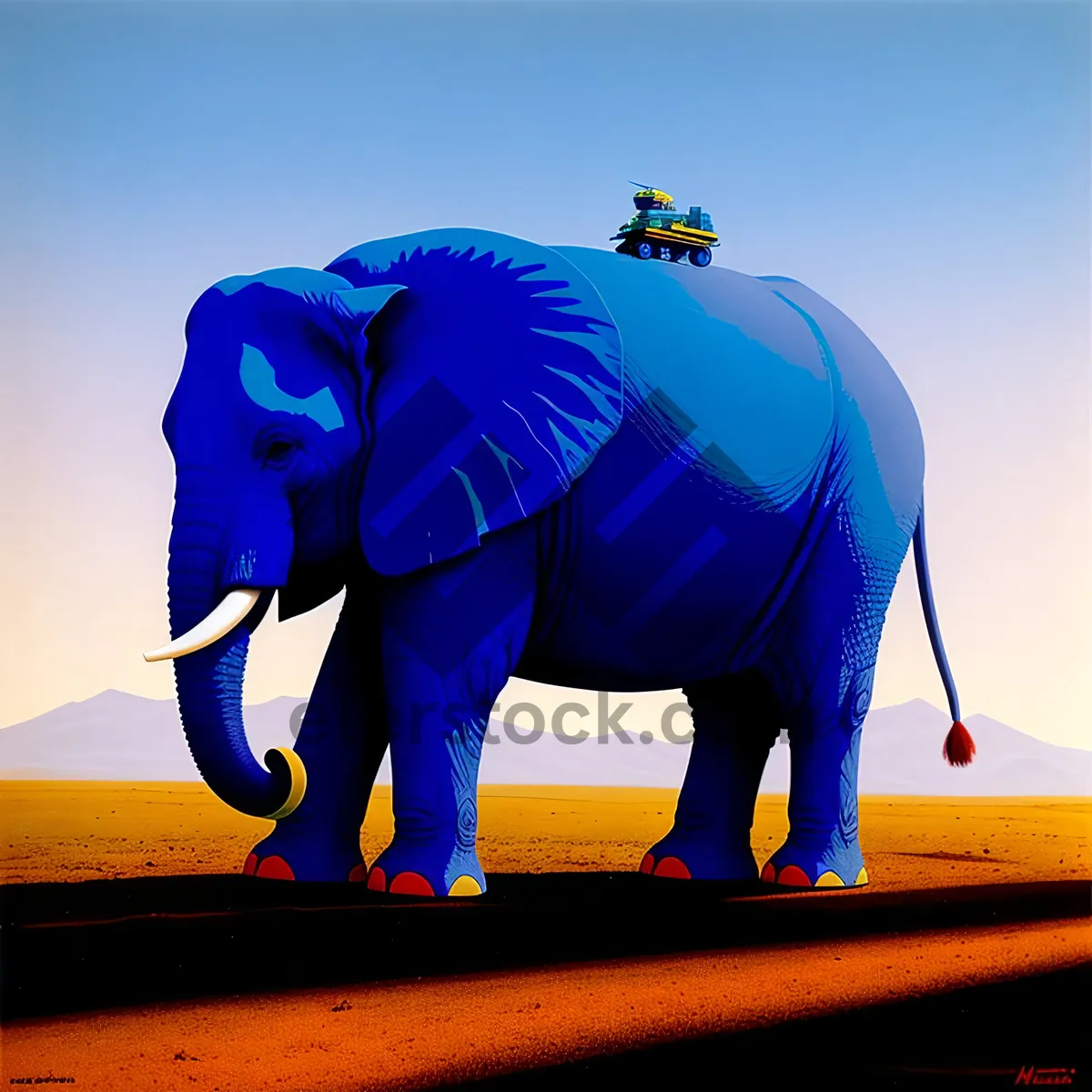 Picture of Wildlife Safari: Triceratops and Elephant in Natural Background