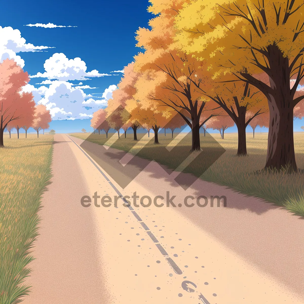 Picture of Serene Country Road beneath Majestic Sky