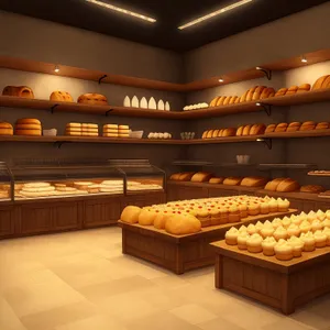 Modern Bakery Interior with Food Counter