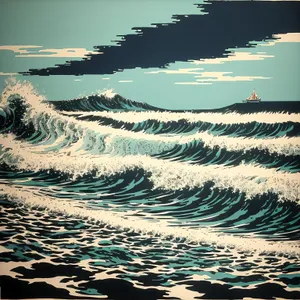 Serenity at Sunset: Coastal Waves Caressing Sandy Shore