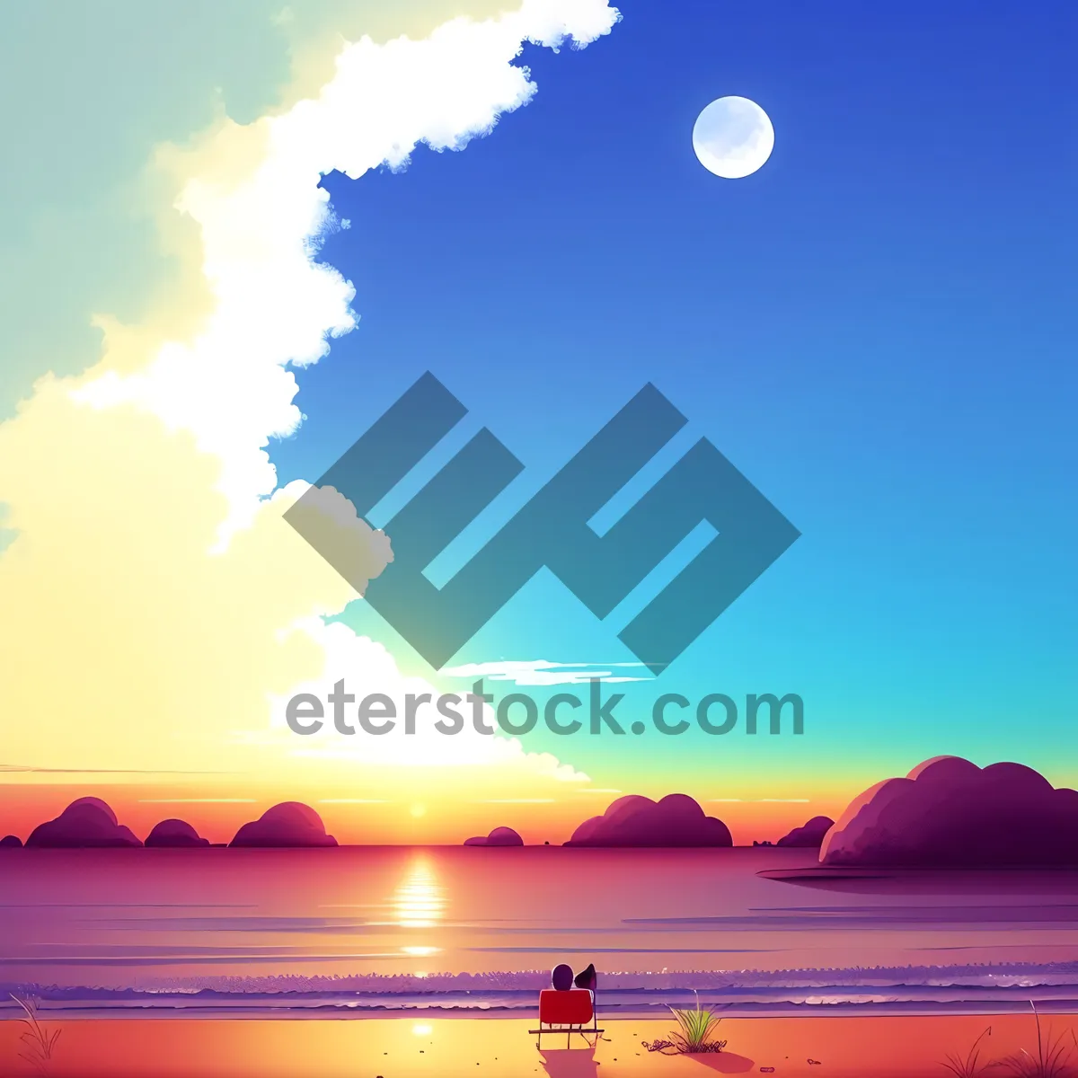 Picture of Golden Horizon: Tranquil Sunset Reflection on the Beach