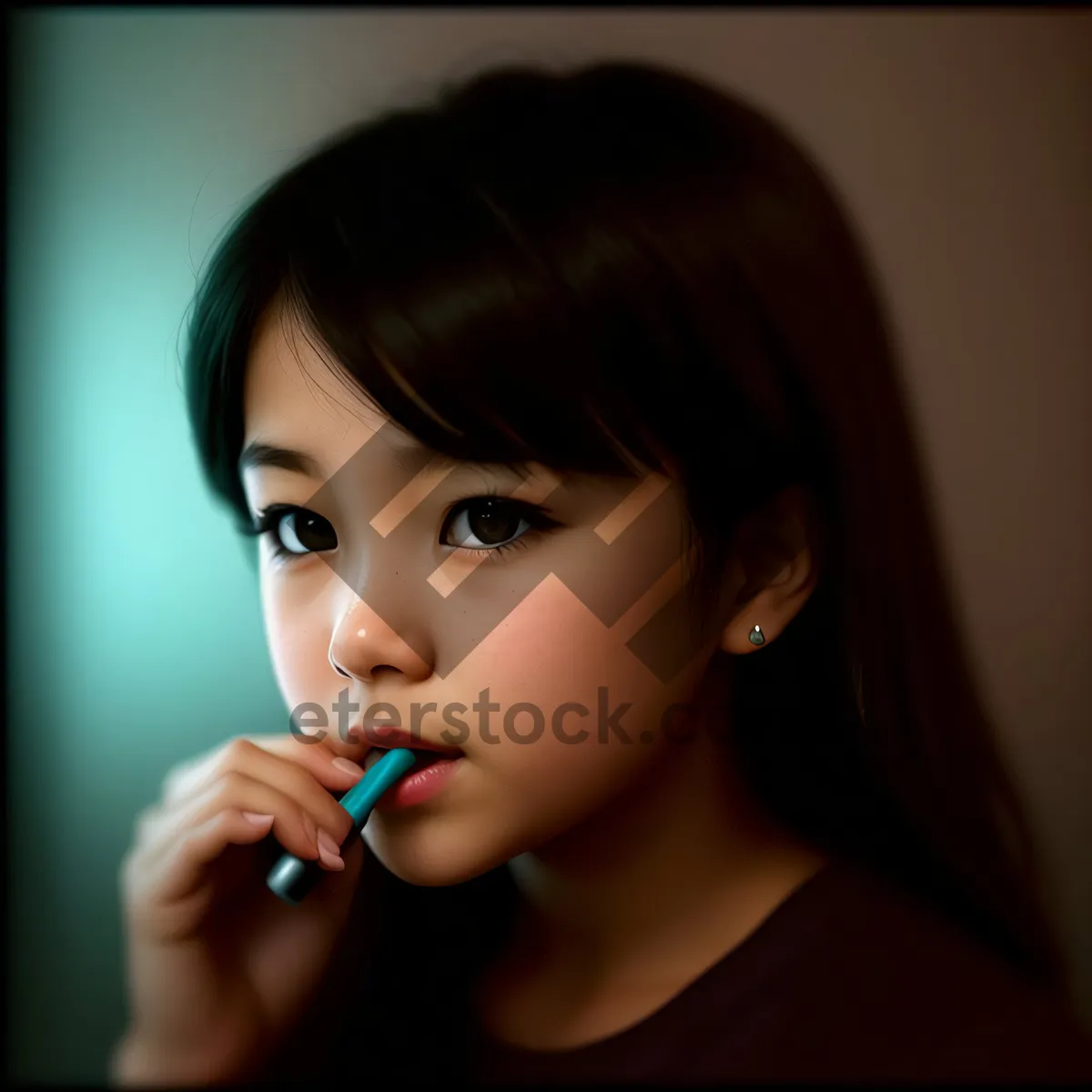 Picture of Seductive Lipstick Beauty - Attractive Brunette Model