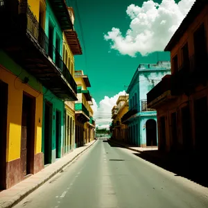 Urban Cityscape: Historic Street and Skyline