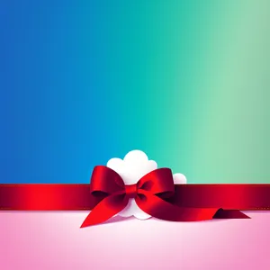 Silk ribbon bow on gift card for festive celebration