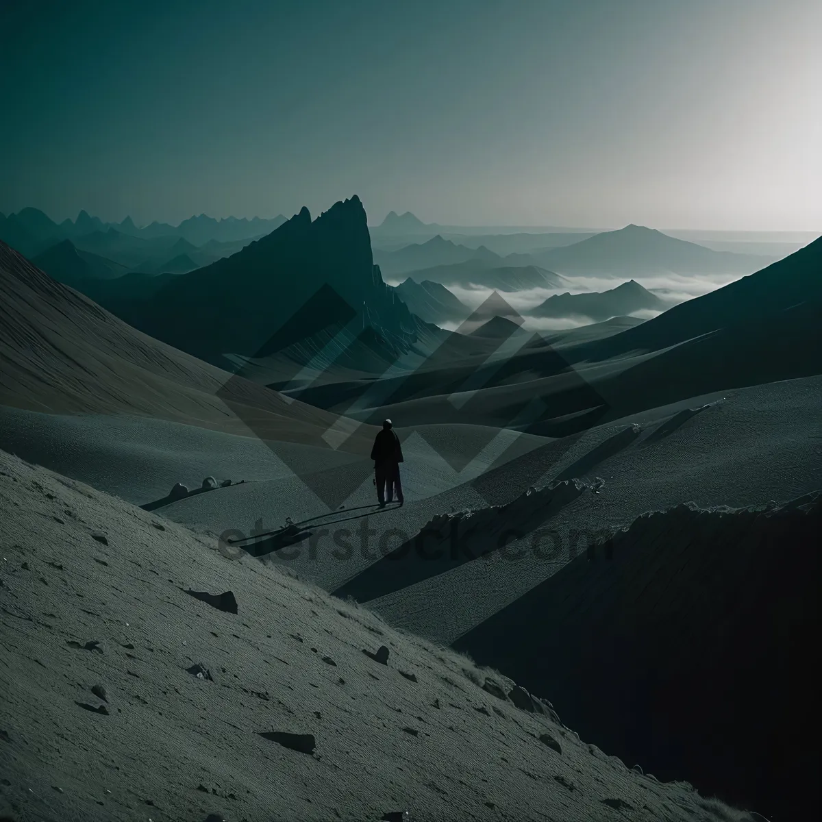 Picture of Snow-capped Alpine Range in Majestic Winter Landscape.