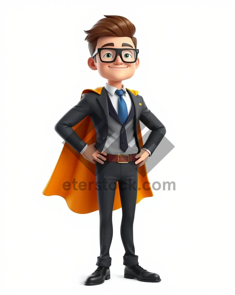 Picture of Silhouette cartoon man in afro suit business service