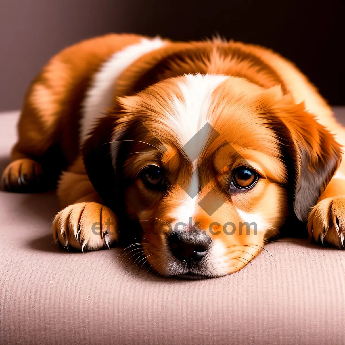 Picture of Adorable Brown Toy Spaniel Puppy - Studio Portrait