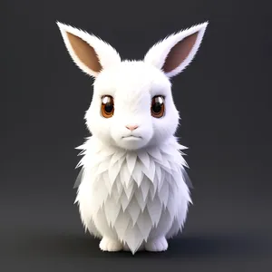 Furry Bunny with Fluffy Ears - Cute Pet in a Studio Portrait