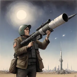 Male Soldier with Bazooka in War