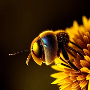 Sunflower Bloom with Pollen and Insects