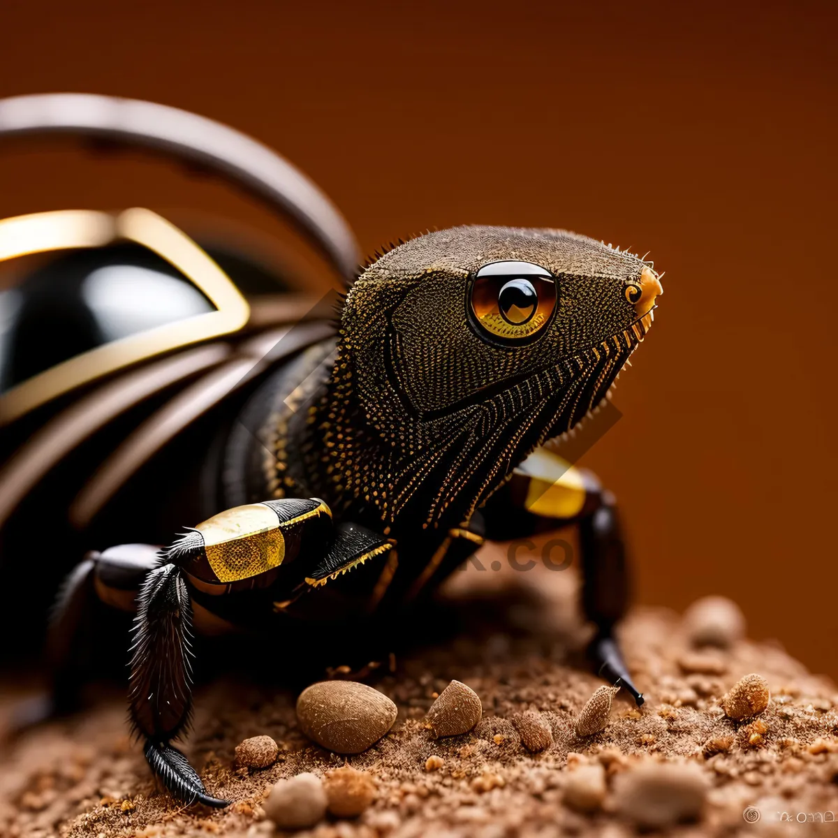 Picture of Brown Dung Beetle in Close Proximity with Wildlife